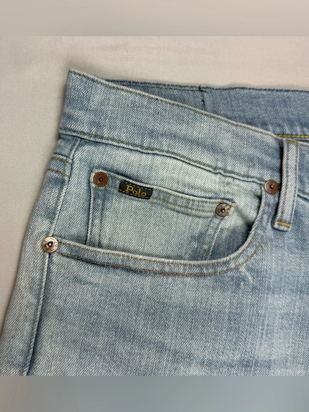 Polo Ralph Lauren Mens Hampton Slim Jeans 32 x 30 Light Washed Denim B9